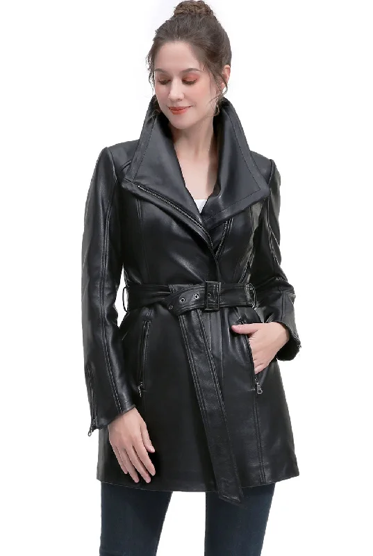 versatile casual coat for women -BGSD Women Patsy Lambskin Leather Coat