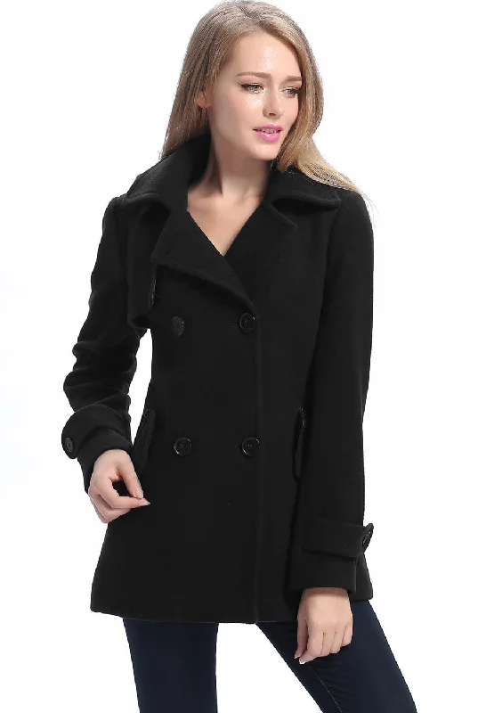 women's classic pea coat -BGSD Women Piper Wool Pea Coat