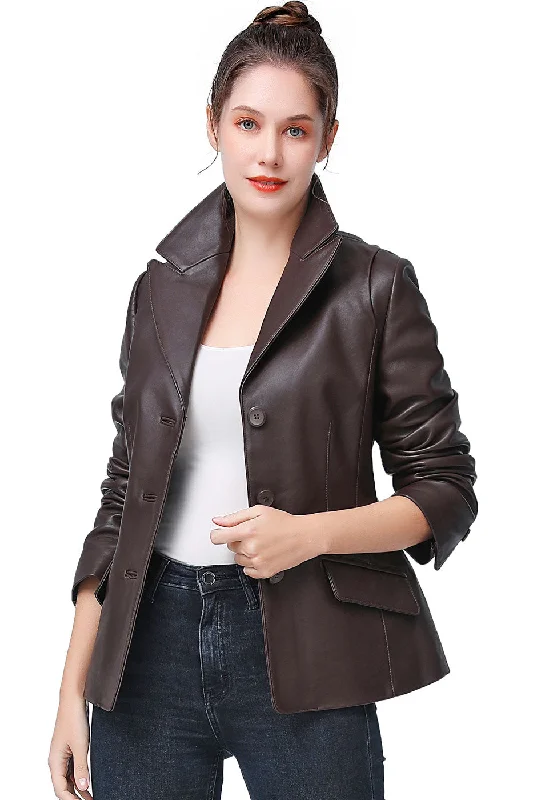 women's teddy bear coat -BGSD Women Emma Lambskin Leather Blazer