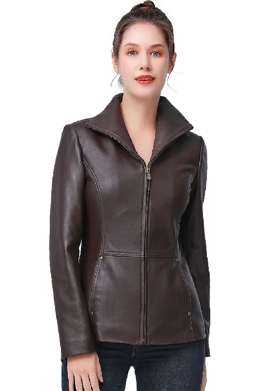 women's asymmetrical zip jacket -BGSD Women Lyla Lambskin Leather Jacket