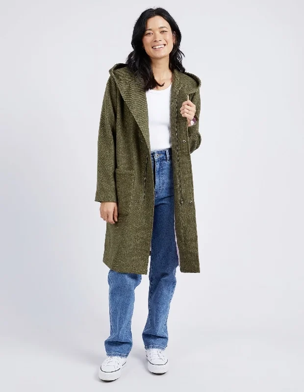 ladies' soft knit cardigan coat -Elm Jordan Coat Dark Clover