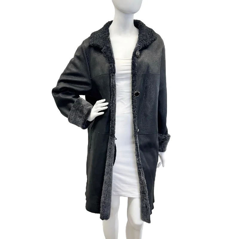 ladies' fleece zip-up jacket -Elyze Shearling Coat