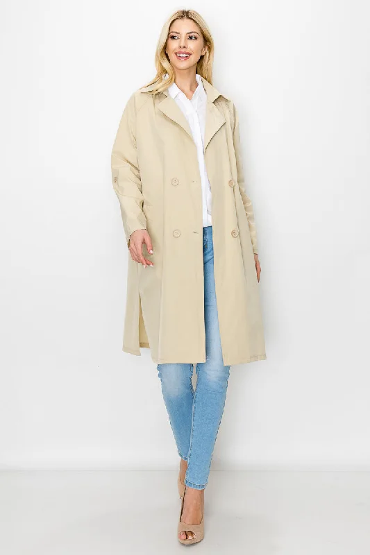 elegant long coat for women -Jamia Woven Trench Coat