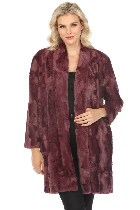 ladies' wool overcoat -Johnny Was Workshop Rose Faux Fur Coat Boho Chic W30000