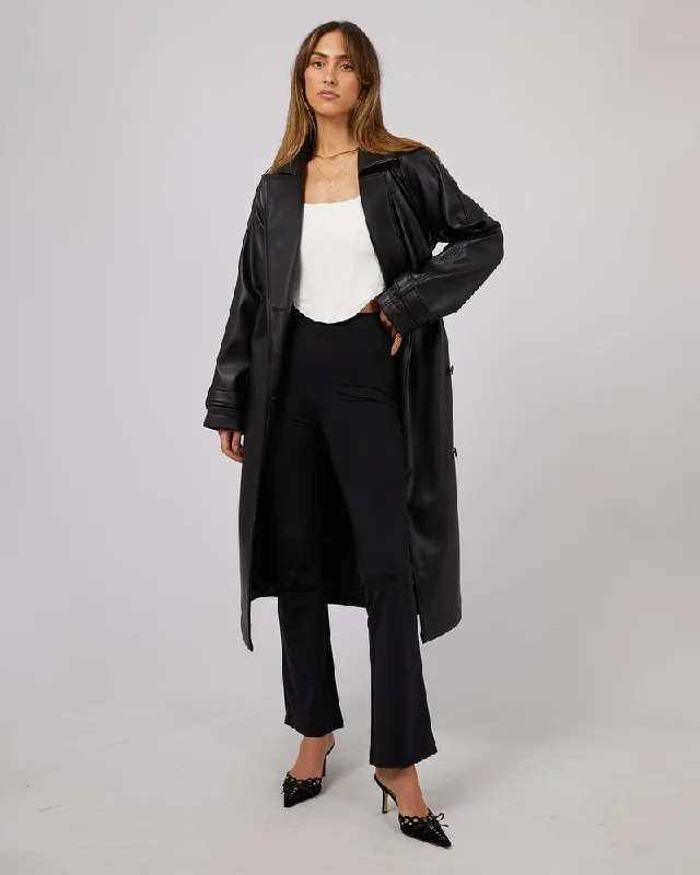 women's travel-friendly jacket -Jorge Mckenzie Trench Coat Black