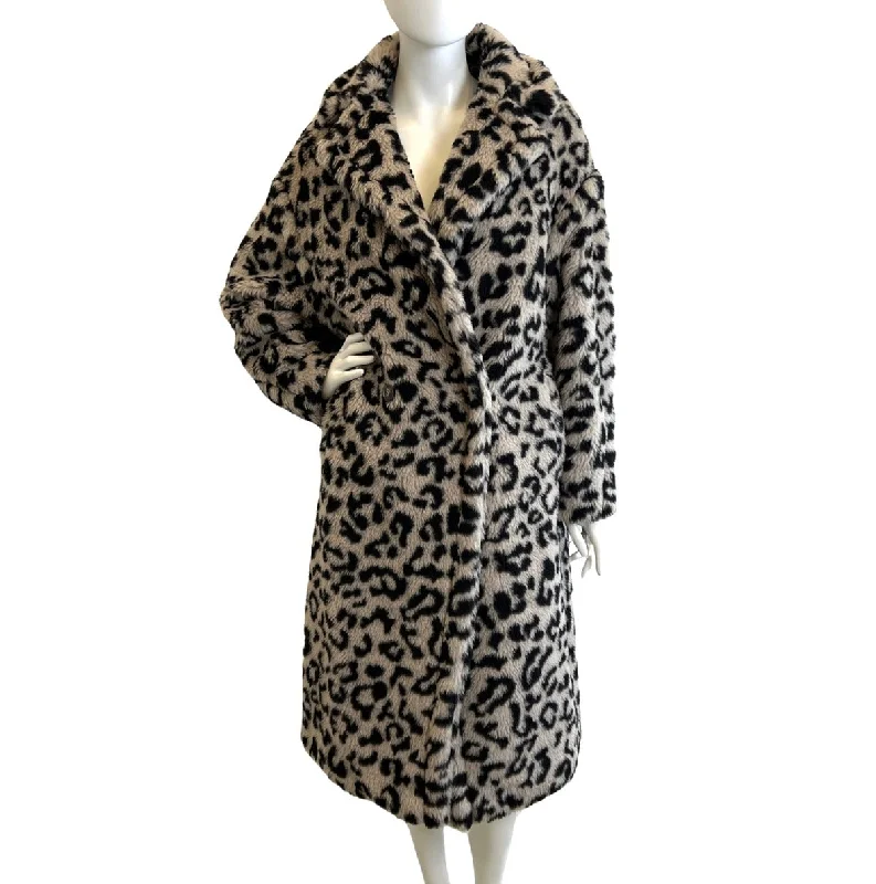 ladies' wool overcoat -Max Mara Animal Print Faux Fur Coat