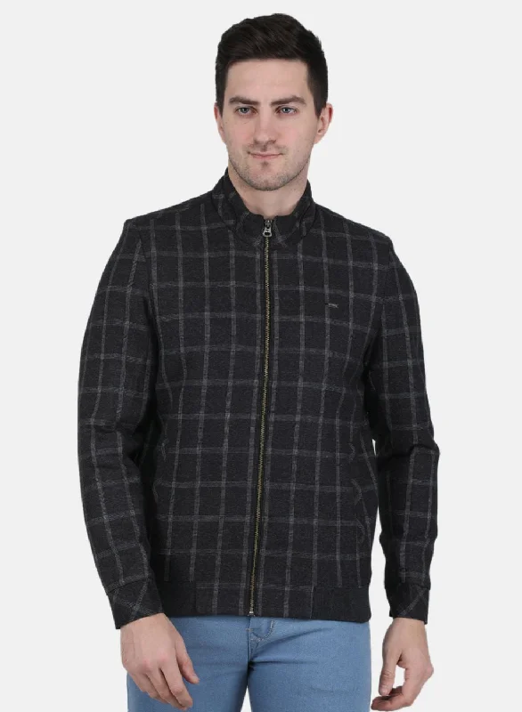 casual oversized shacket for women -Men Black Check Coat