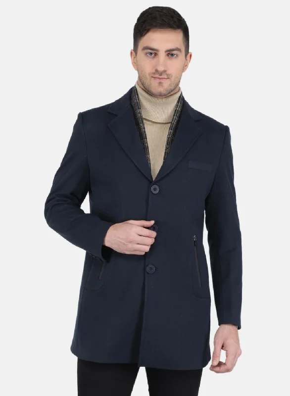 professional work blazer for women -Men NAvy Blue Solid Coat