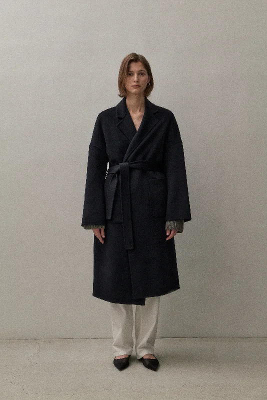 versatile trench coat for ladies -THE BOYFRIEND COAT - NAVY