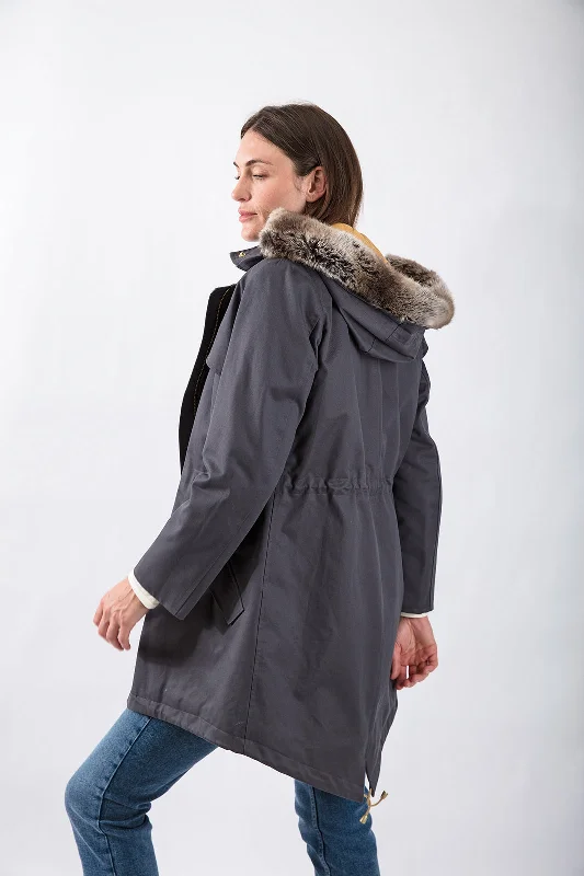 women's sherpa-lined jacket -Fairweather Parka in Blue - Faux