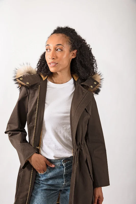 stylish leather jacket for women -Fairweather Parka in Olive