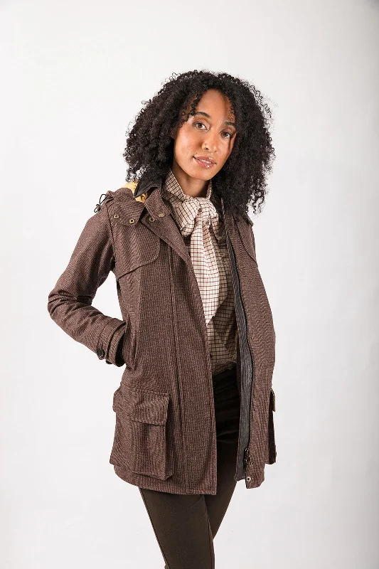 women's stylish blazer -Field coat in Brown Tweed