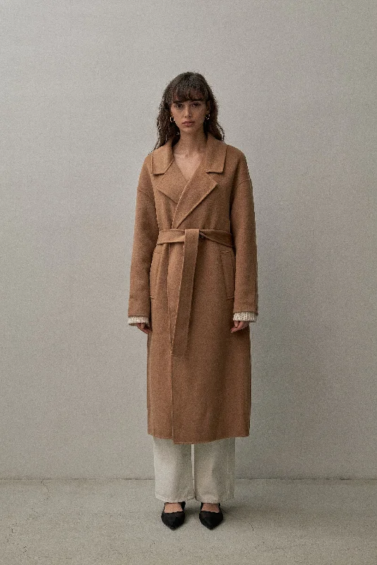 cropped wool blazer for women -THE LONDON COAT - CAMEL