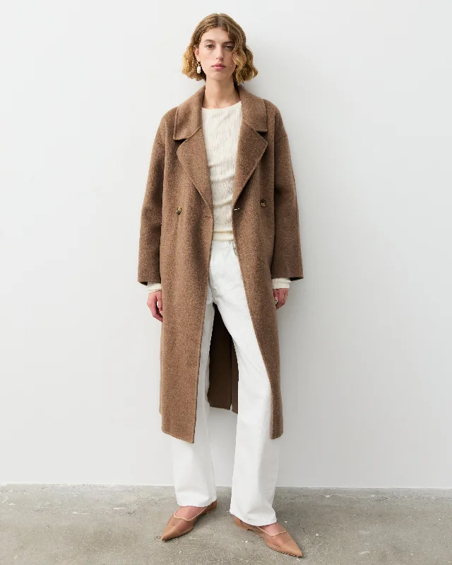 classic women's wool coat -THE LONDON COAT - CHOCOLATE MELANGE