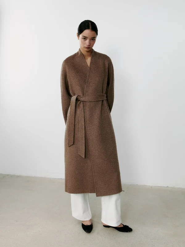 women's belted trench coat -THE MODERN COAT - CHOCOLATE MELANGE