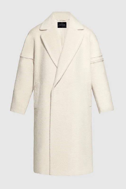 sophisticated evening coat for women -Bouclé Alpaca Robe Coat