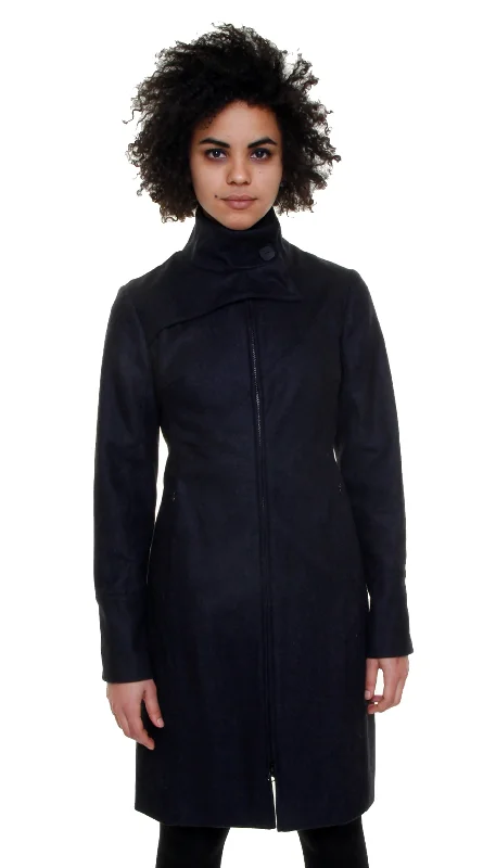 women's belted trench coat -Mock Zip Coat