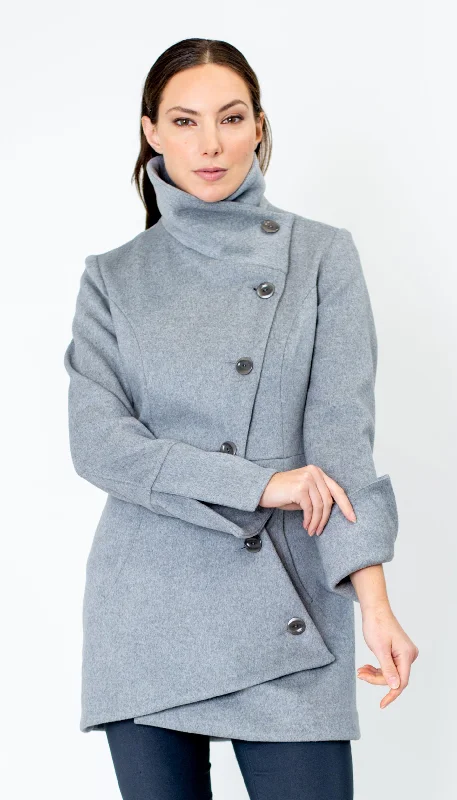 women's oversized corduroy jacket -Swerve PeaCoat / IceGrey